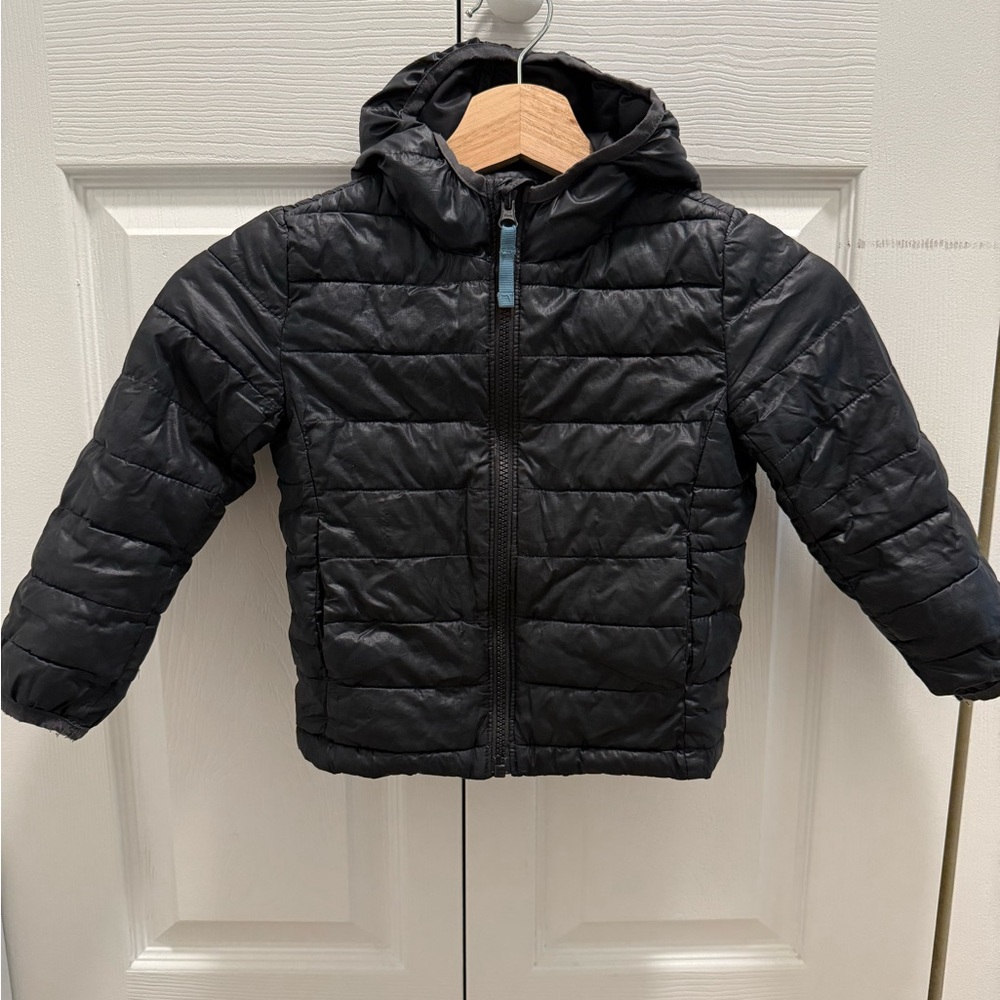 Primary Black Puffer Jacket with Hood